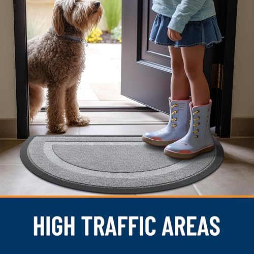 OLANLY Half Circle Front Door Mat Outside 47x32 All-Season Rubber Doormat