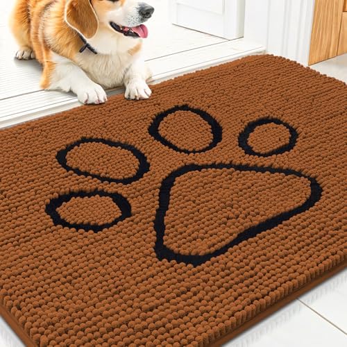 Smiry Dog Door Mat for Muddy Paws, Absorbent Non Slip Dirt Trapper, 30x20