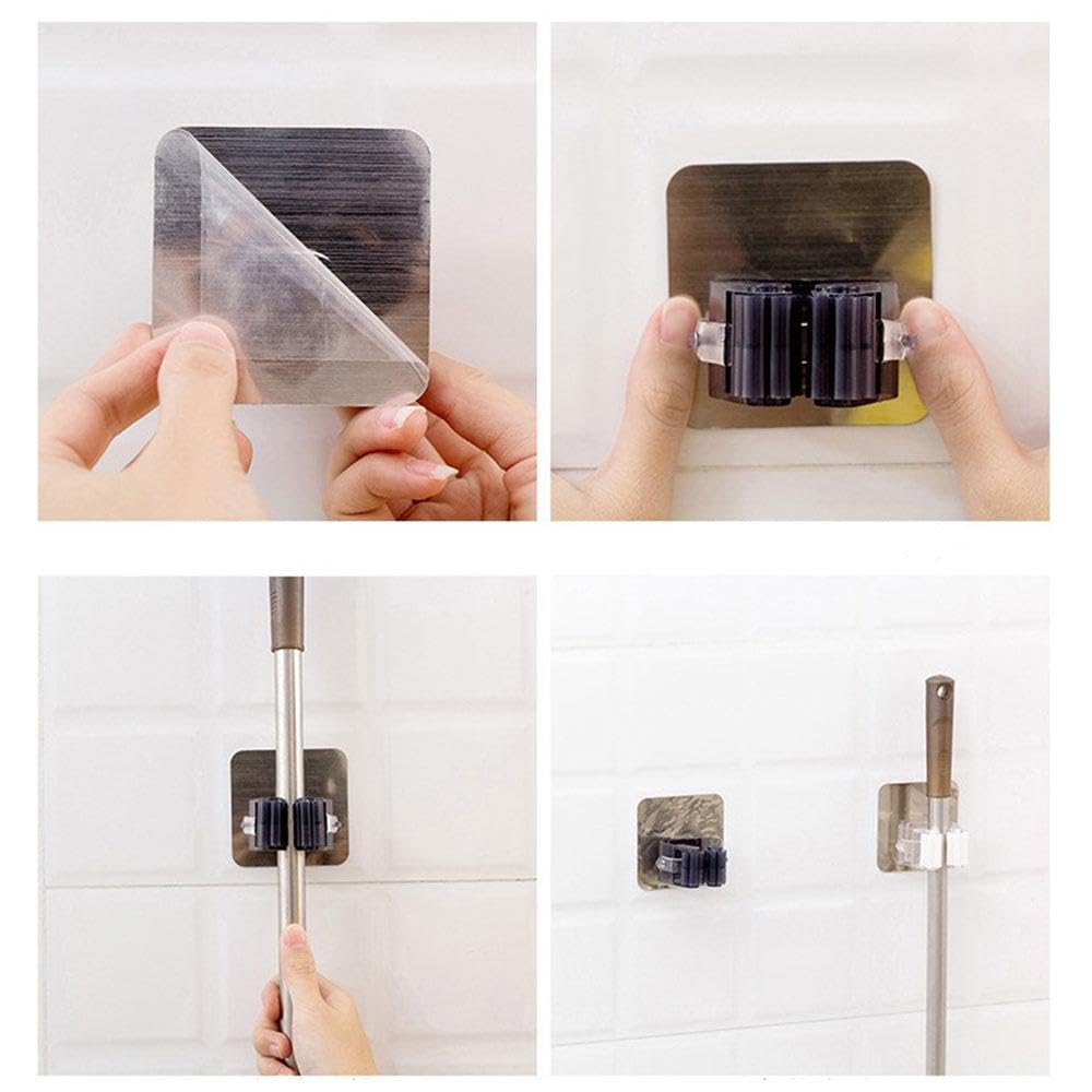 3 Pcs Broom and Mop Grippers Wall Hook Self (3 Count)