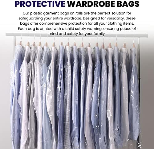 Norton Supply Dry Cleaning Poly Bags - Transparent Plastic Garment Cover, 30" Long, 100 Gauge Thickness, Suit Packing, Travel & Laundry Clothes Closet Hanging