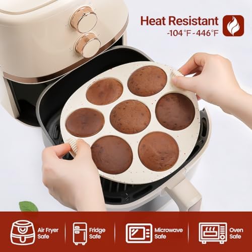Silicone Muffin Pan for Air Fryer Oven Instant Pot, Nonstick 7 Cups Easy To Handle for Baking Egg Bites Mold Muffin Tart Cupcake Mini Quiche 1 Pack Confetti