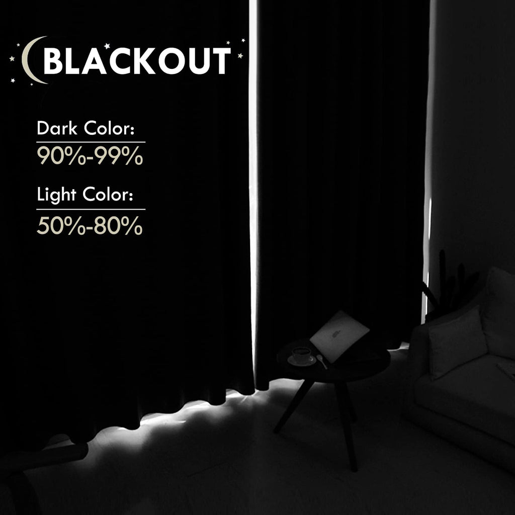 Wide Blackout Curtains for Bedroom 70 x 84 Inch Long Light Beige (2 Count)