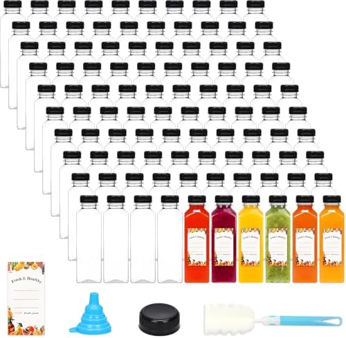 Moretoes 16oz Juice Bottles, 144pcs Plastic Bottles with Caps for Juicing