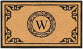 A1HC Natural Coir Monogrammed Doormat for Outside Entrance, Anti-Shed Treated Mats, Heavy Duty Durable EntryMat, Easy to Clean Front Door Mat - W, 30" X 48"