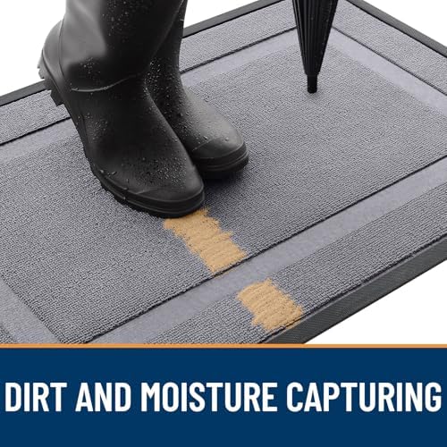 OLANLY Front Door Mat Outside 47x17, All-Season Heavy-Duty Rubber Doormat