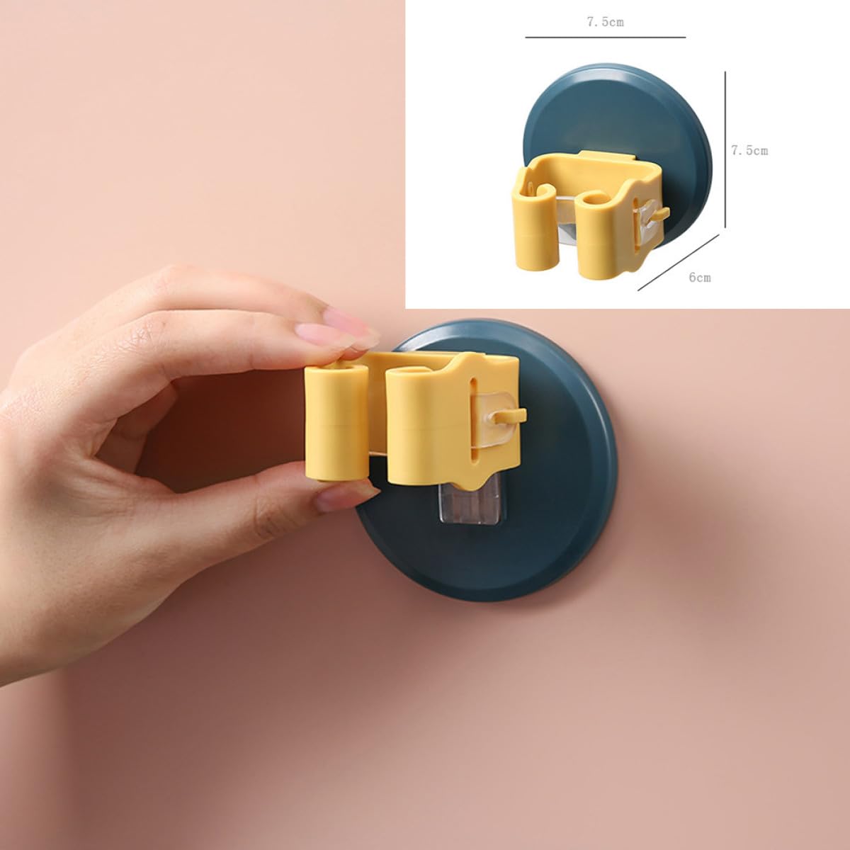 3pcs Mop and Broom Holder Wall Mount with Suction Cup Clamps