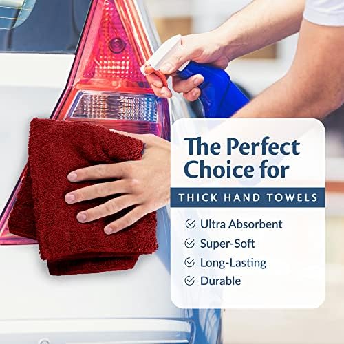 100% Cotton Chamois Cleaning Towels, 12 Pack, Burgundy