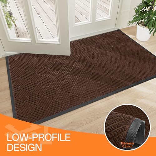 Indoor Outdoor Door Mat, 6' x 4' Doormat for Entryway, Brown