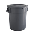 32 Gallon Gray Round Commercial Trash Can with Lid