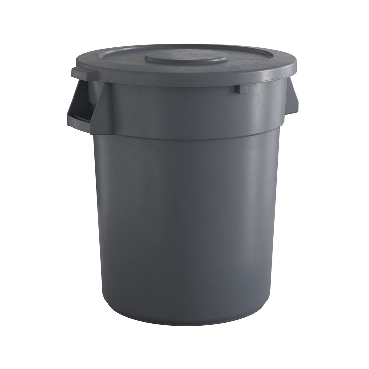32 Gallon Gray Round Commercial Trash Can with Lid