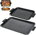 Covzoe 2 Pack Grill Pans, Nonstick Grill Topper for Outdoor Grill