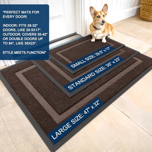 OLANLY Front Door Mat Outside 35x30, All-Season Heavy-Duty Rubber Doormat