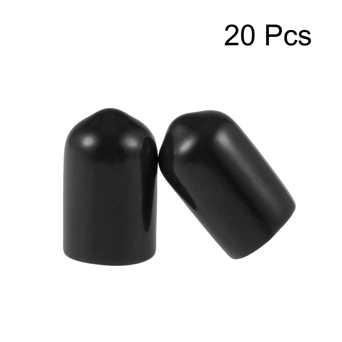 20pcs Rubber End Caps 8.5mm ID Vinyl Round Tube Bolt Cap Cover Thread Protectors Black (20 Count)