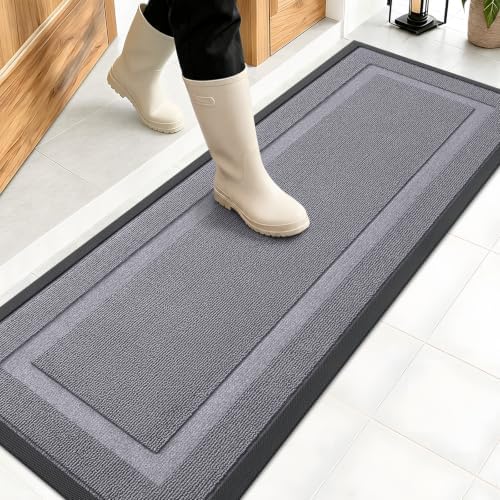 OLANLY Front Door Mat Outside 47x17, All-Season Heavy-Duty Rubber Doormat