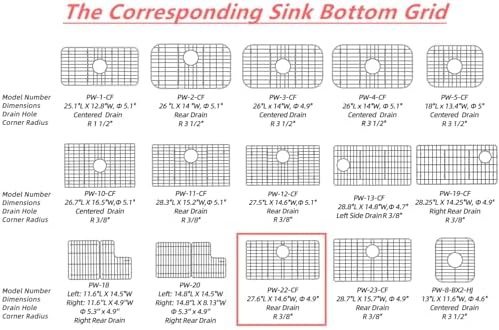 Metal Sink Grate Protector for Kitchen, Stainless Steel Sink Bottom Grid 27-9/16" X 14-9/16",Large Kitchen Sink Protector with Rear Drain Hole, Kitchen Sink Rack with Strainer for Single Bowl