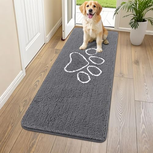 Smiry Dog Door Mat for Muddy Paws, Absorbent Non Slip Dirt Trapper, 59x24