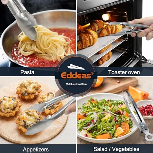 2PCS 7Inch Tongs for Cooking Heavy Duty All Metal Kitchen Tongs