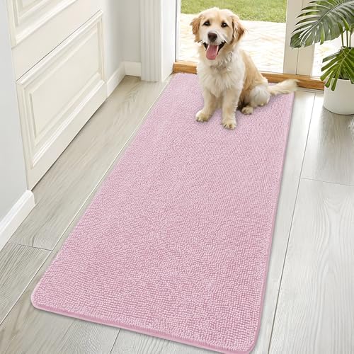 OLANLY Dog Door Mat for Muddy Paws 70x35, Super Absorbent Chenille Mud Mat