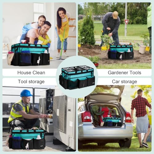 Extra-Large Wearable Cleaning Caddy With Detachable Divider,Cleaning Caddy For Cleaning Supplies Large Cleaning Supply Caddy With Adjustable Shoulder Strap & Waist Belt For Cleaners,Mint Green