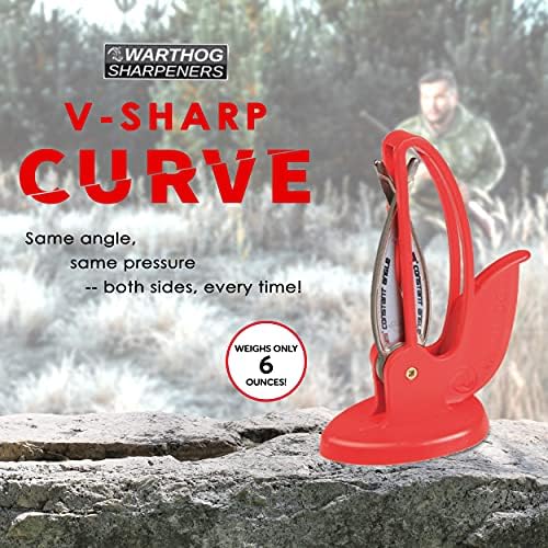 Warthog V-Sharp Curve Knife Sharpener, 325 Grit Diamond Hones, Red