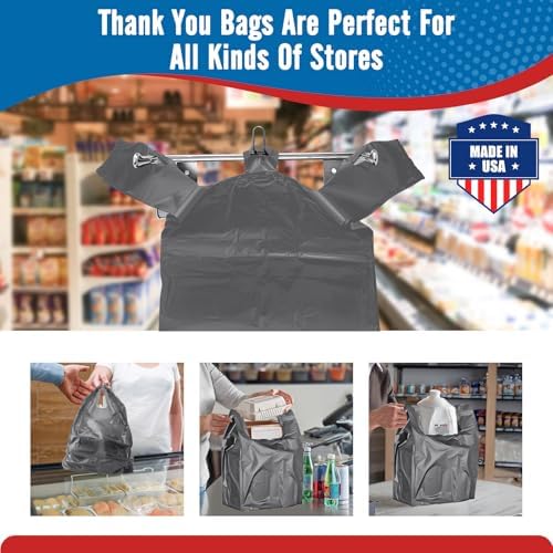 Fuxury 6000 (6K) Count Plastic T-shirt Bags Plain Grey 11.5" x 6.5" x 21", Grocery, Trash, Take Out, To Go, Restaurants, Retail Shopping Bags in Bulk for Small Business