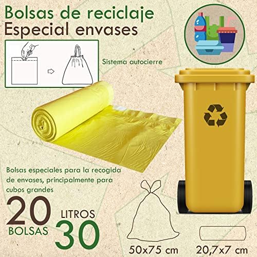 200 x 30L Self-Sealing Trash Bags, Special Tall Bins