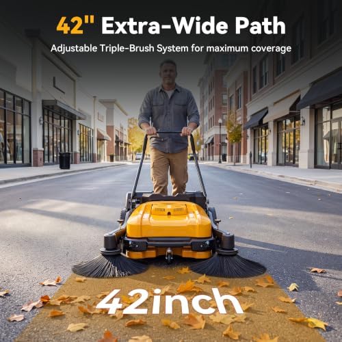 E6 42" Battery‑Powered Commercial Walk‑Behind Floor Sweeper with Mist Spray