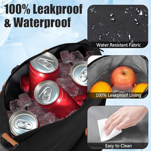 Joymee Insulated Lunch Bag For Women Reusable Leakproof -Black