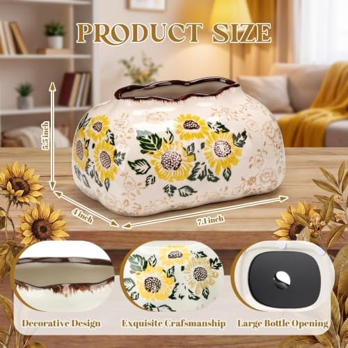 Yalikop Vintage Ceramic Tissue Holder Tissue Box Cover,Sunflower