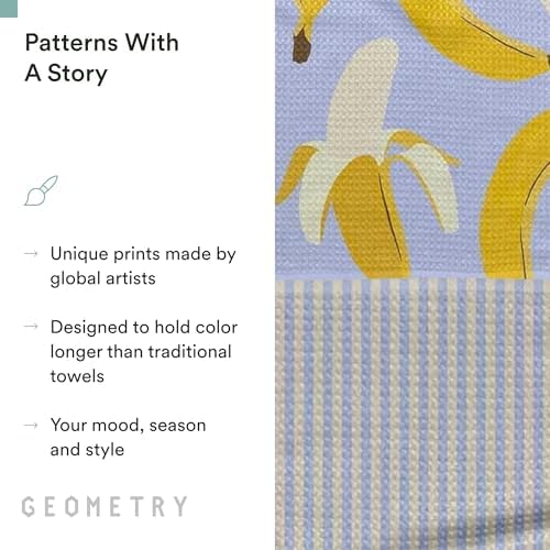 GEOMETRY Spring Kitchen Towels - Quick Dry Microfiber Cloth Spring & Summer Dish Towels for Kitchen Drying - Premium Quick Dry Towel - Banana Bliss, 18" x 30" - 2-Pack