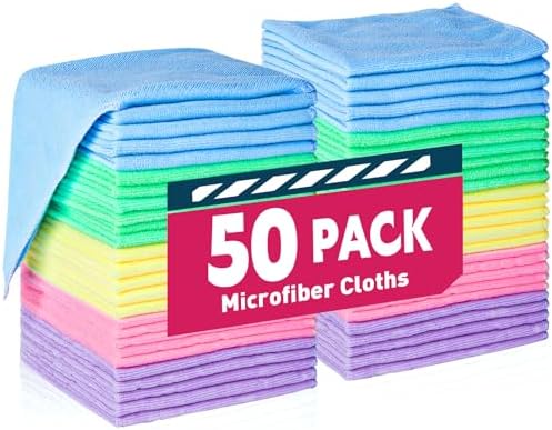 TEAWOO Microfiber Cleaning Cloths-50 Pack, Microfiber Towels Bulk