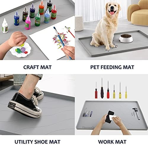 Heavy Duty Silicone Under Sink Mats for Kitchen Waterproof 40" x 22", Extra Thick Under Sink Rubber Mat Drip Tray, Raised Edge Under Sink Liner,Prevent Drips, Leaks, Spills,Grey