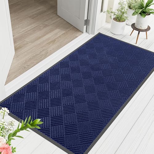 Indoor Outdoor Door Mat, 6' x 4' Doormat for Entryway, Blue