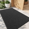 Bathway Front Door Mat 3' x 5' Indoor Outdoor Doormat Heavy Duty Commercial Rugs for Entryway, Waterproof & Mud-Scraping Floor Mat Low Profile, Black Non-Slip Entry Mat for Office Industrial Garage