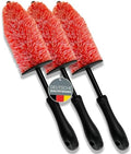 Glart 44FB3 Pack 44FB Set of 3 Car Wheel Rim Brush for Alloy Rims, Steel Rims, Cleaning & Care of Rims Such as Rim Cleaner Without Microfibre Cloth, Black