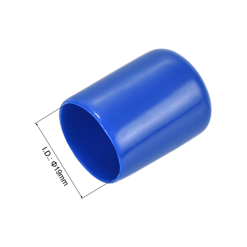 20pcs Rubber End Caps 19mm ID Vinyl Round Tube Bolt Cap Cover Screw Thread Protectors Blue