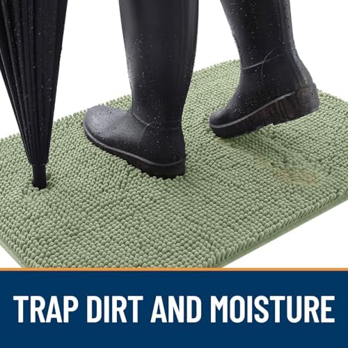 OLANLY Dog Door Mat for Muddy Paws 36x24, Super Absorbent Chenille Mud Mat