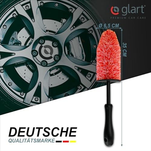 Glart 44FB3 Pack 44FB Set of 3 Car Wheel Rim Brush for Alloy Rims, Steel Rims, Cleaning & Care of Rims Such as Rim Cleaner Without Microfibre Cloth, Black