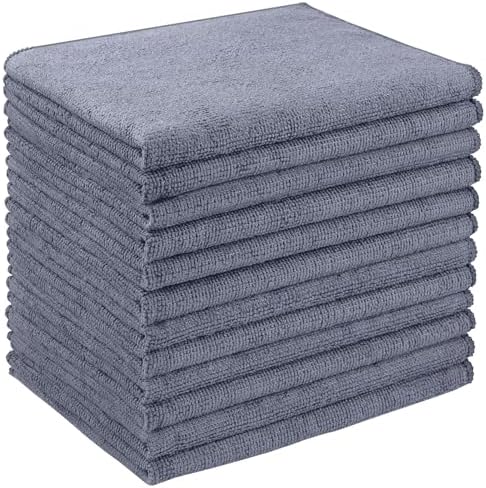 AIDEA Microfiber Cleaning Cloth 12 Pack, Microfiber Towels for Cars, Soft & Absorbent Cleaning Rags, Premium Lint Free Shop Towels for House, Kitchen, Car, 12inx16in, Grey
