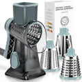 KEOUKE Rotary Cheese Grater Hand Crank Transparent - Shredder Slicer Grinder 3 Stainless Steel Blades, Stable Suction, Labor-Saving Handle, Safe Kitchen Tool for Cheese, Vegetable, Nuts, Chocolate