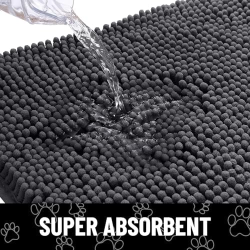 Smiry Dog Door Mat for Muddy Paws, Absorbent Non Slip Dirt Trapper, 24x16