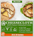 25 Pcs Cheese Cloths, SGS Tested 100% Unbleached Cotton, 20x20 Inch Grade 100 Reusable Cheese Cloth With Ultra-Fine Mesh, Reusable Muslin Cheesecloth for Straining,Juicing,Cooking Turkey, Baking
