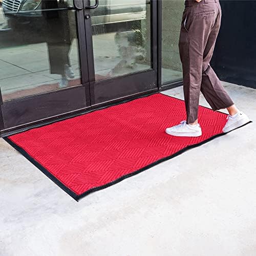 Envelor Commercial Floor Mat Entrance Large Door Indoor Entry Rug Low Profile Doormat Heavy Duty Entryway Outdoor Rug, Chevron, 48 x 72 Inches, Maroon Chevron - Maroon
