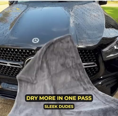 Sleek Max Dry 2K - 2000GSM Microfiber Car Drying Towel, 20x31in, Black