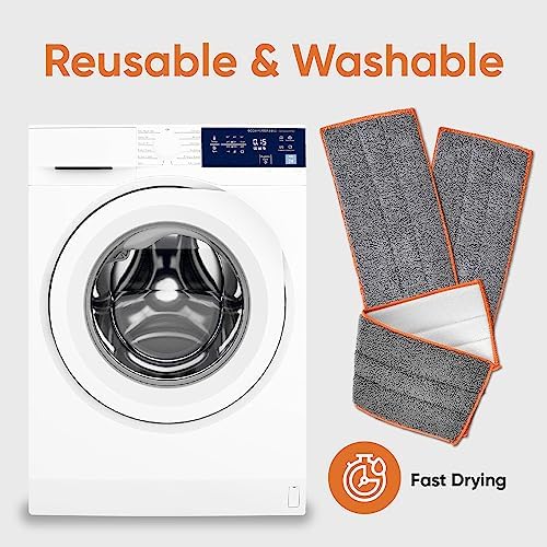 Superio Microfiber Pads, Refill for Miracle Mop, Microfiber Replacement Head , 16 Inch Refill for Flat, Spray- Grey