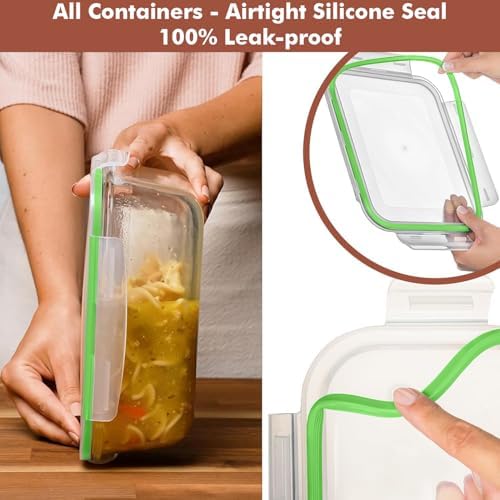 Razab 4 PC 1860ml / 63 Oz / 8 Cups Large Glass Food Storage Containers with Lids - Glass Meal Prep Containers for Roasting & Storing Leftover, Lunch Container with Lids, Microwave & Oven Safe