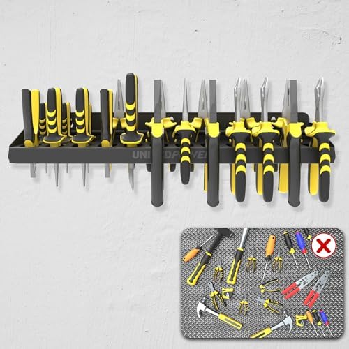 UNITEDPOWER Pliers Holder, Wall Mount Storage Rack Organizer for Workshop, Shed, Garage, Home, Stores up to 12 Pliers or Small Tools