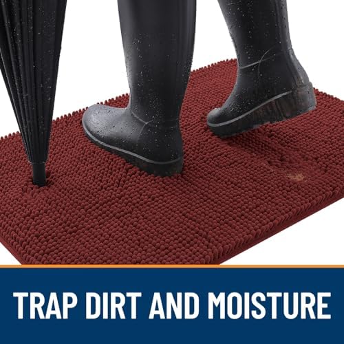 OLANLY Dog Door Mat for Muddy Paws 40x32, Super Absorbent Chenille Mud Mat
