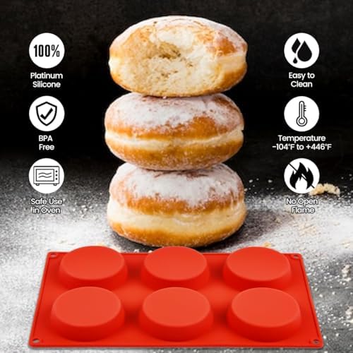 CAKETIME Silicone Egg Molds, 3 Inch Muffin Top Pan 4 Pack Nonstick for Baking English Muffin, Whoopie Pie, Corn Bread, Egg bite, Breakfast Sandwiches