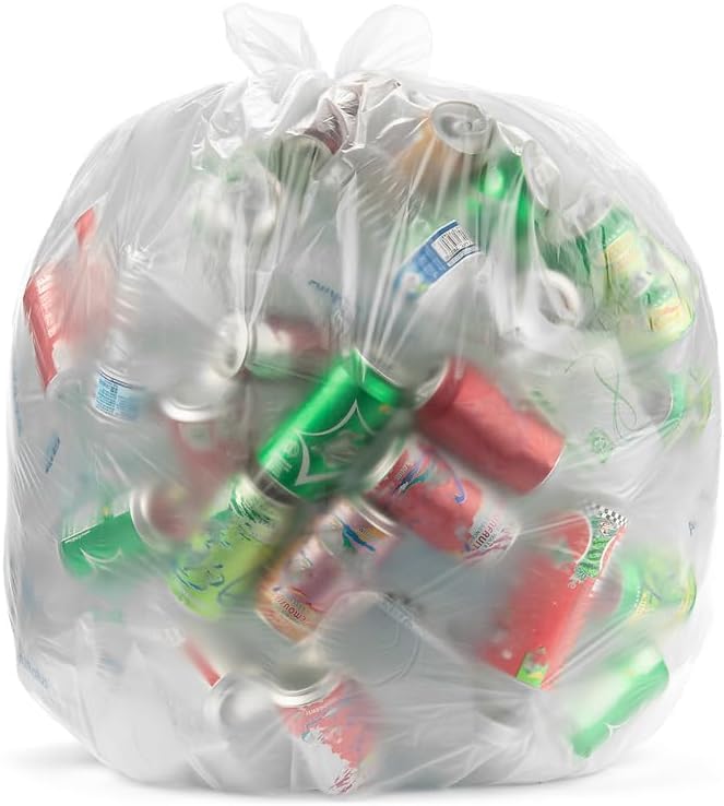 Aluf Plastics 45 Gal Clear Trash Bags, 16 Micron (EQ.), 40" x 48" (250 Pk)